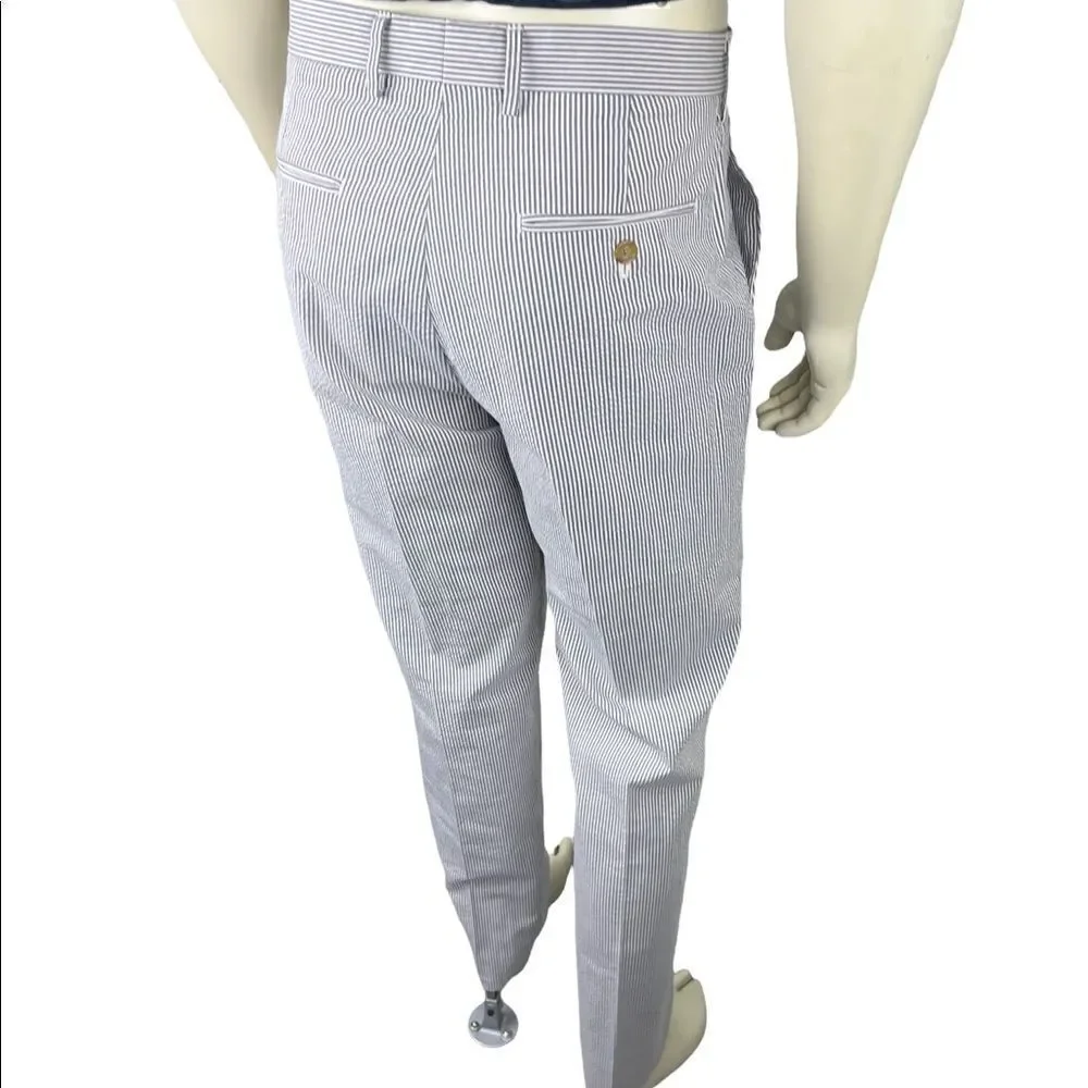 NWOT J. Crew Black/White Classic Seersucker Flat-Front Slacks Size 32